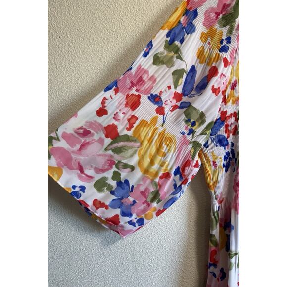 Floral And Ivy Floral Gathered V-neckline Colorful Flowy Babydoll Top Size 2X - Picture 5 of 10